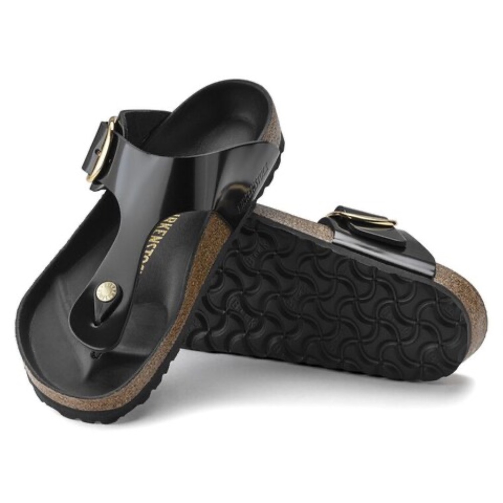 Gizeh Big Buckle Natural Leather Patent High Shine Black